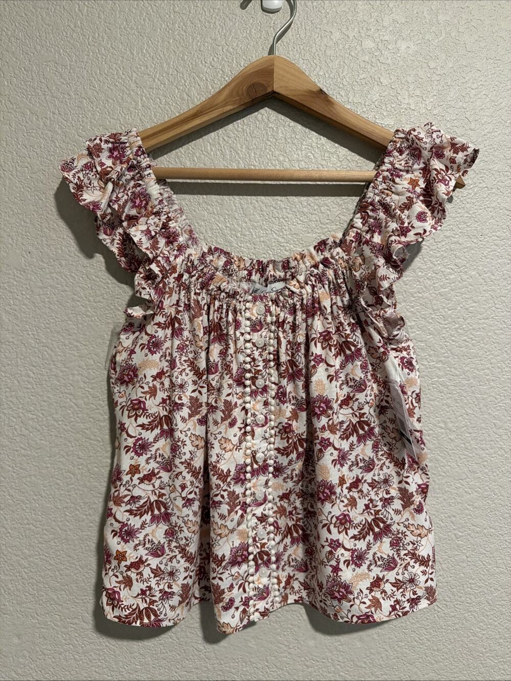 NEW Jessica Simpson Top Blouse Flutter Sleeve Fairy Trad Wife Romantic Country
